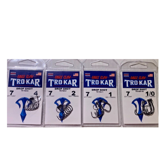 Eagle Claw TK150-2 Trokar , Size 2, Forged, Light Wire Non-Offset, Octopus, Up Eye, Black Chrome, 7 per Pack