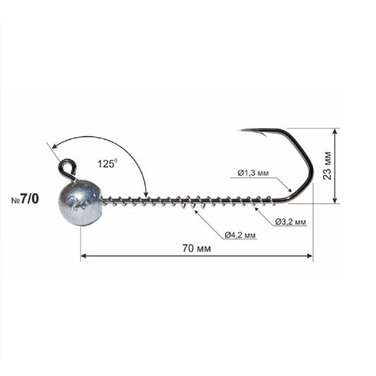 🔥 Premium Spiral Jig Head | Round Lead | 7/0 Hook |Eye 125° | Ultra-Sharp  20g (3/4 oz)  25g (7/8 oz)  30g (1 oz)