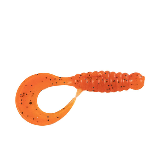 Angry Baits Twister 2.2” – 18 Hot Carrot UV Edible Soft Bait | Curly Tail Grub | Pack: 7 pcs | Brand: Angry Baits