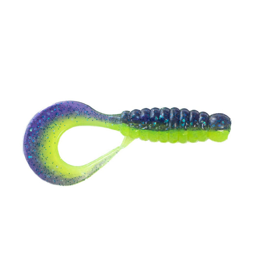 Angry Baits Twister 2.2” – 05 Acid Violet UV Edible Soft Bait | Curly Tail Grub | Pack: 7 pcs | Brand: Angry Baits