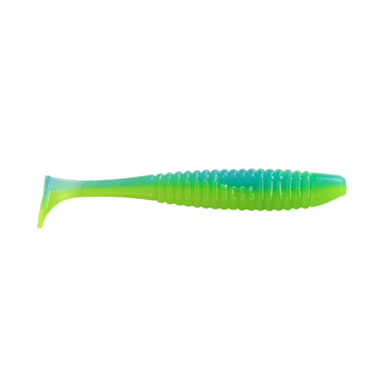 Edible Soft Bait – Shiner Vibrotail 5" – Color: 14 Patriot UV Brand: Angry Baits Pack Size: 4 pcs
