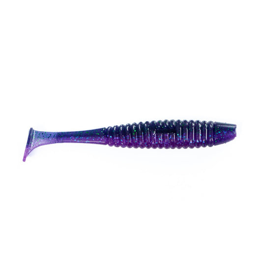 Edible Soft Bait – Shiner Vibrotail 5" – Color: 50 June Bug UV Brand: Angry Baits Pack Size: 4 pcs