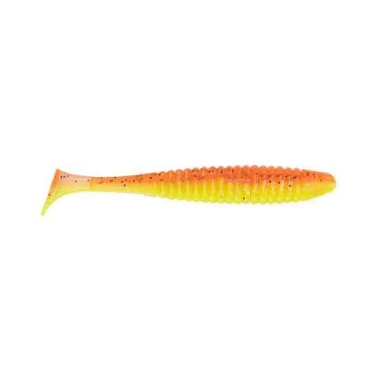 Angry Baits Shiner 4” – 06 Crazy Carrot UV Edible Soft Bait | Paddle Tail Swimbait | Pack: 4 pcs | Brand: Angry Baits