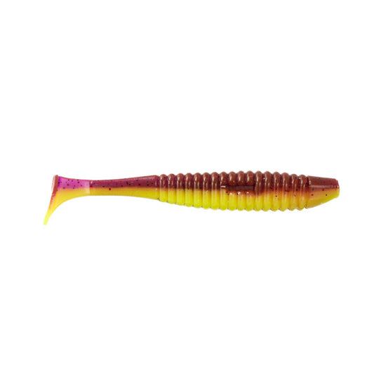 Edible Soft Bait – Shiner Vibrotail 5" – Color: 54 LOX Chartreuse UV Brand: Angry Baits Pack Size: 4 pcs