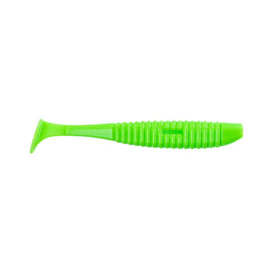 Edible Soft Bait – Shiner Vibrotail 5" – Color: 10 Acid Green UV Brand: Angry Baits Pack Size: 4 pcs