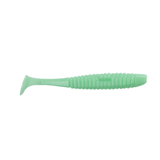 Edible Soft Bait – Shiner Vibrotail 5" – Color: 09 Green Milk UV Brand: Angry Baits Pack Size: 4 pcs